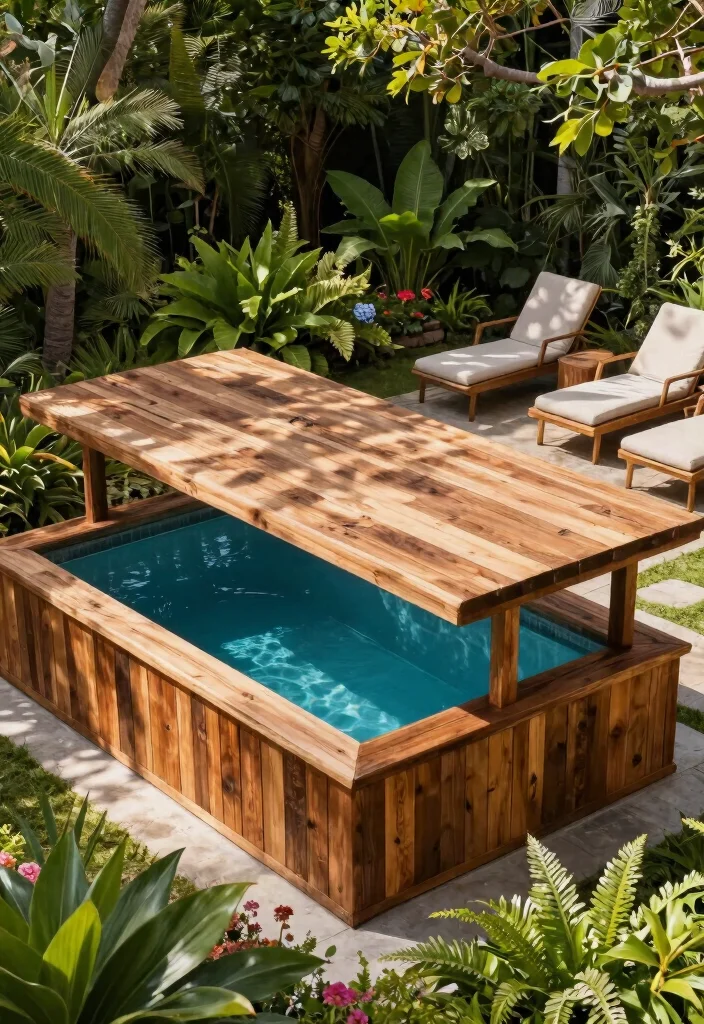10 Best In Ground Pool Cover Ideas Safety First 3. Nature Inspired Wooden Pool Covers 0