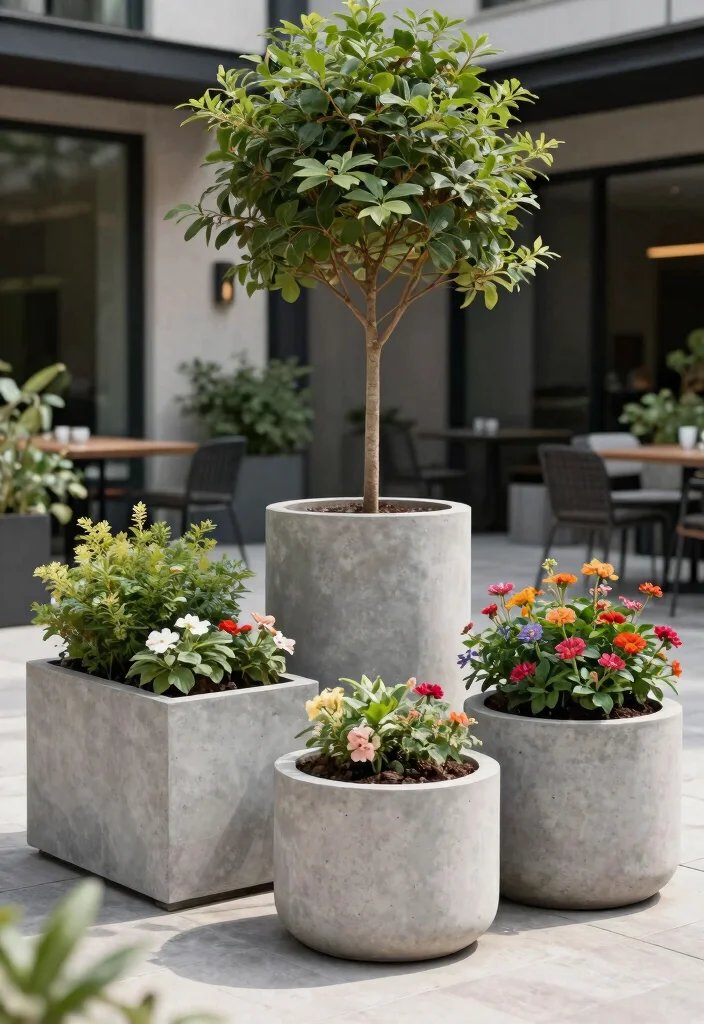 10 Best Large Planter Pot Ideas for Trees and Shrubs 1. Sleek Modern Concrete Planters 0