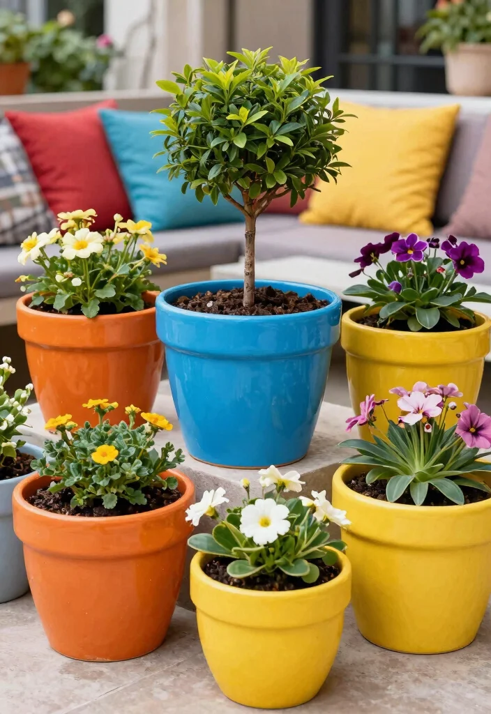 10 Best Large Planter Pot Ideas for Trees and Shrubs 3. Colorful Ceramic Planter Pots 0