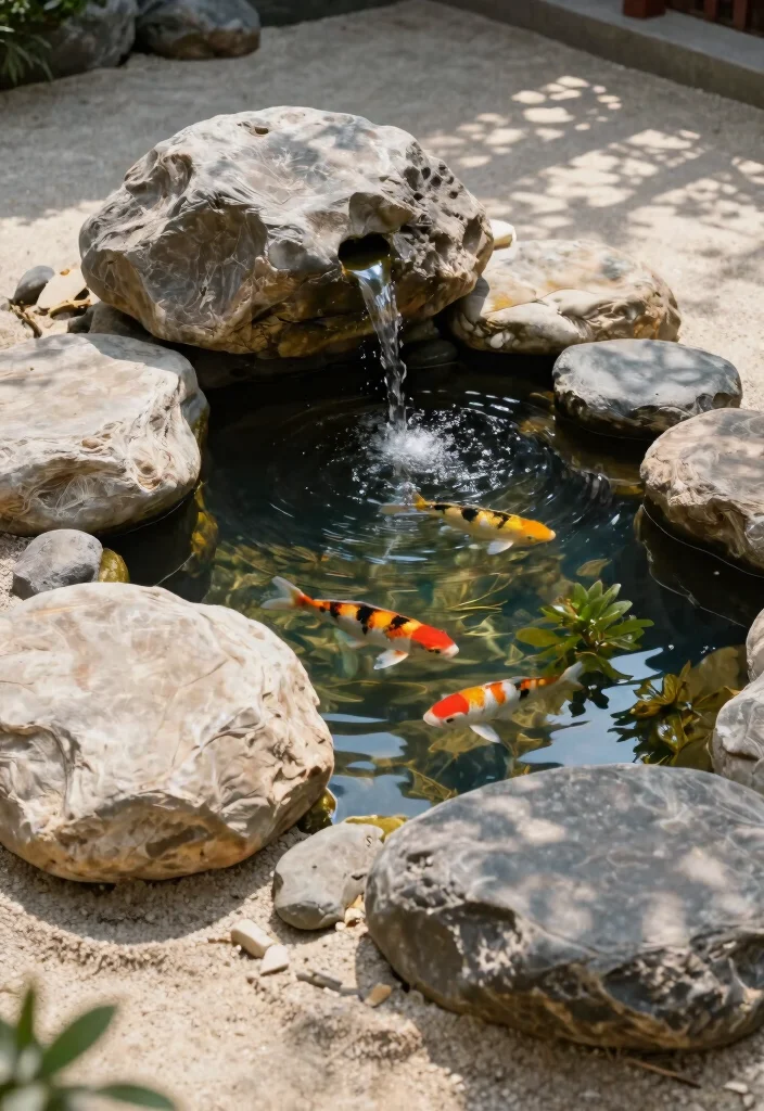 10 Dreamy Koi Pond Garden Ideas for a Zen Sanctuary 5. Zen Rock and Water Feature 0