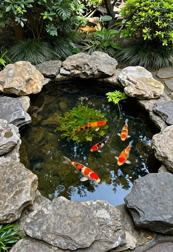 10 Dreamy Koi Pond Garden Ideas for a Zen Sanctuary 8. Small Pond with Stone Edging 0