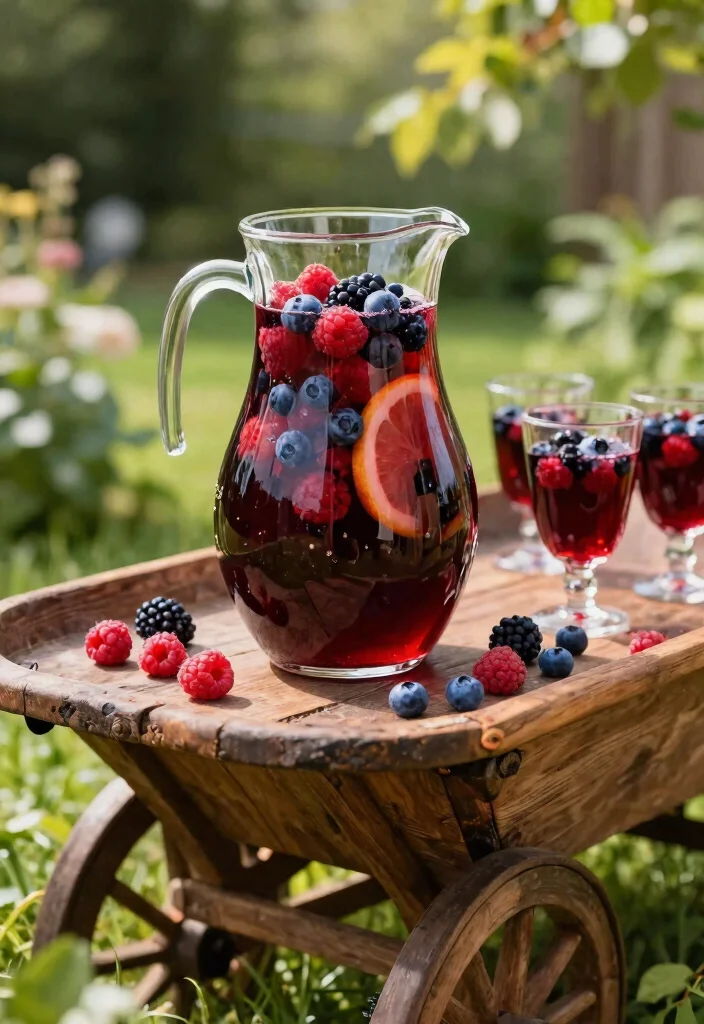 11 Clever Drinks in Wheelbarrow Party Ideas Rustic Bar 2. Berry Blast Sangria 0