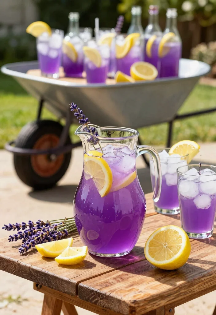 11 Clever Drinks in Wheelbarrow Party Ideas Rustic Bar 3. Lavender Lemonade 0