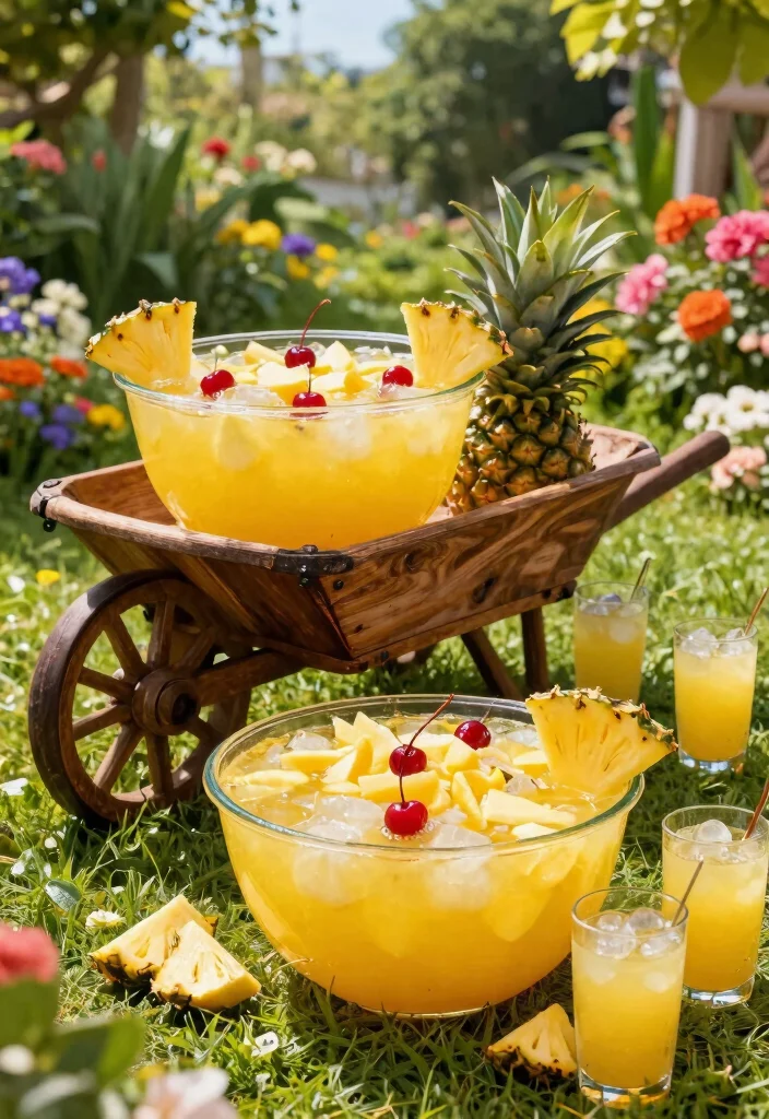 11 Clever Drinks in Wheelbarrow Party Ideas Rustic Bar 4. Tropical Pineapple Rum Punch 0