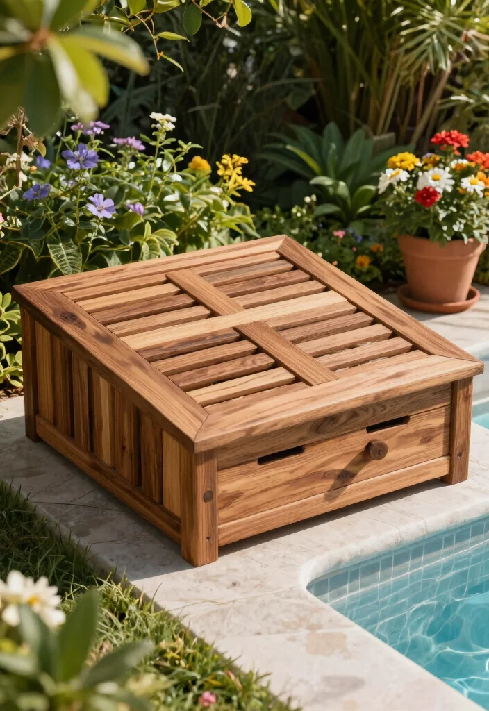 11 Clever Pool Equipment Cover Ideas Hide the Mess 1. Elegant Wooden Covers 0