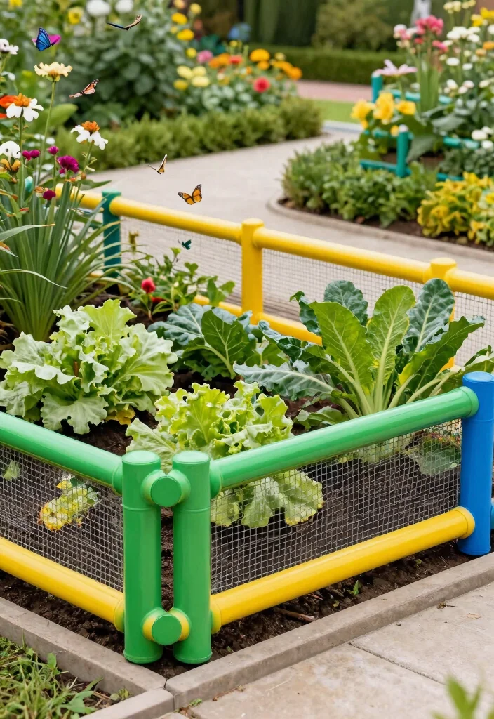 11 Clever Raised Garden Bed Fence Ideas to Keep Pests Out 3. PVC Pipe Fence 0