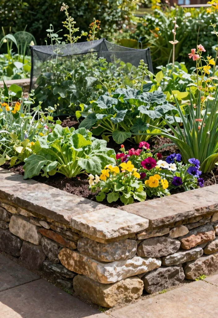 11 Clever Raised Garden Bed Fence Ideas to Keep Pests Out 8. Stone or Brick Walls 0