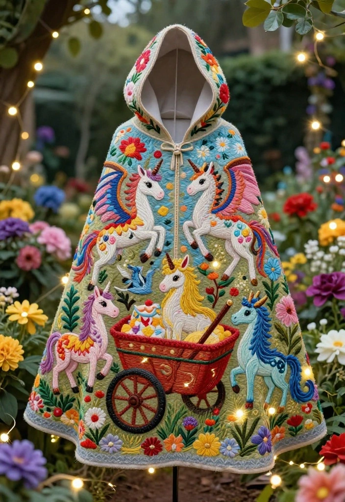11 Cute Wheelbarrow Embroidery Designs for Crafting 11. Enchanted Wheelbarrow with Magical Creatures 0