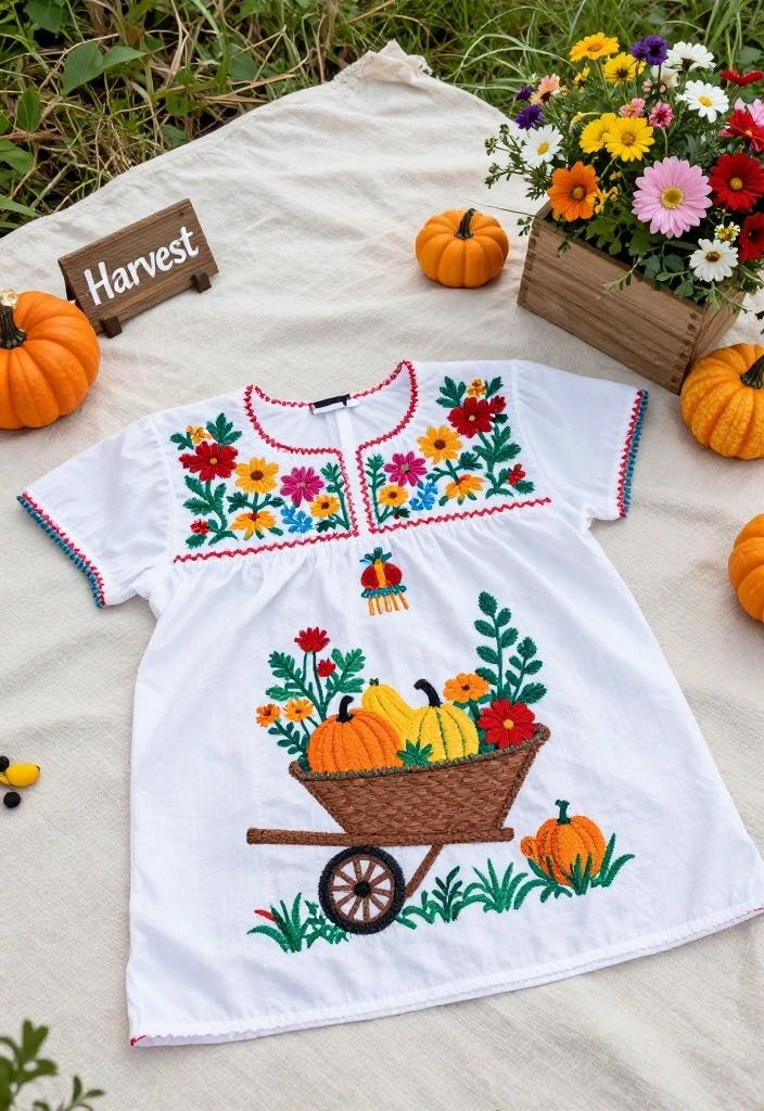 11 Cute Wheelbarrow Embroidery Designs for Crafting 6. Festive Wheelbarrow for Seasonal Gardens 0