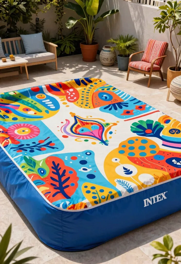 11 Durable Intex Pool Cover Ideas to Upgrade Your Setup 5. Artistic Canvas Covers Creative Expression 0
