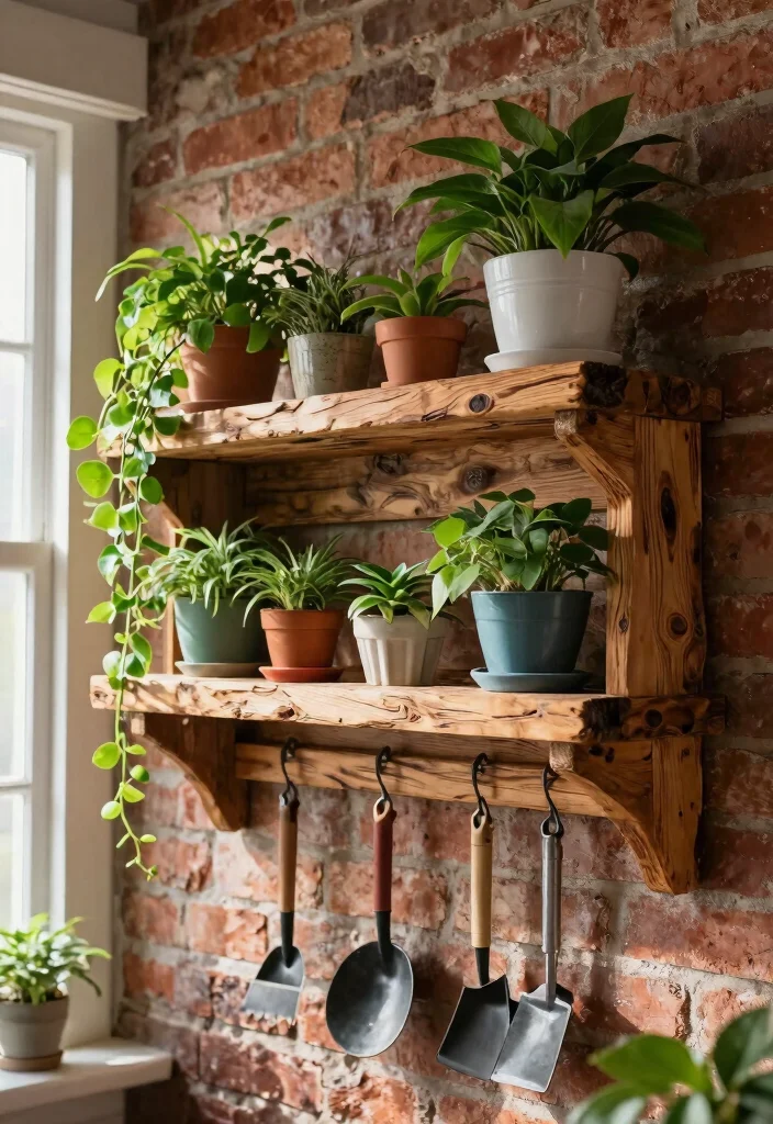 11 Easy Plant Shelf Ideas DIY Projects You Can Build Today 3. Reclaimed Wood Shelf 0