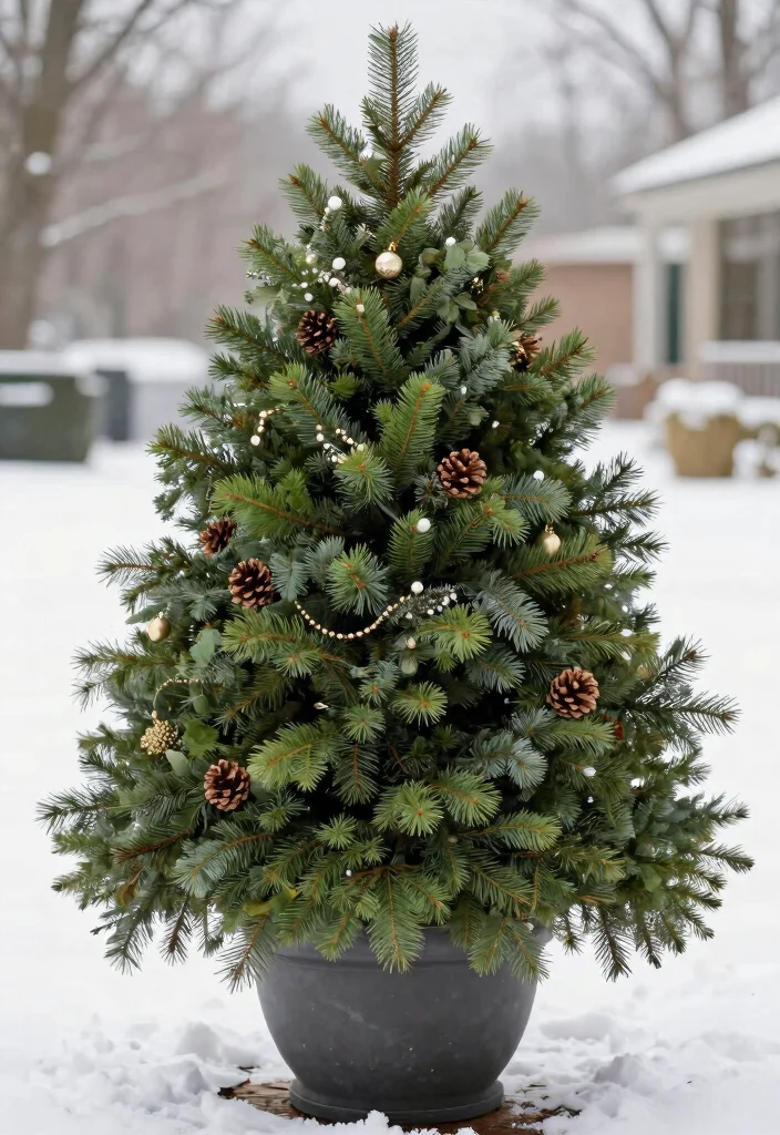11 Festive Large Outdoor Christmas Planter Ideas 1. Evergreen Wonderland 0