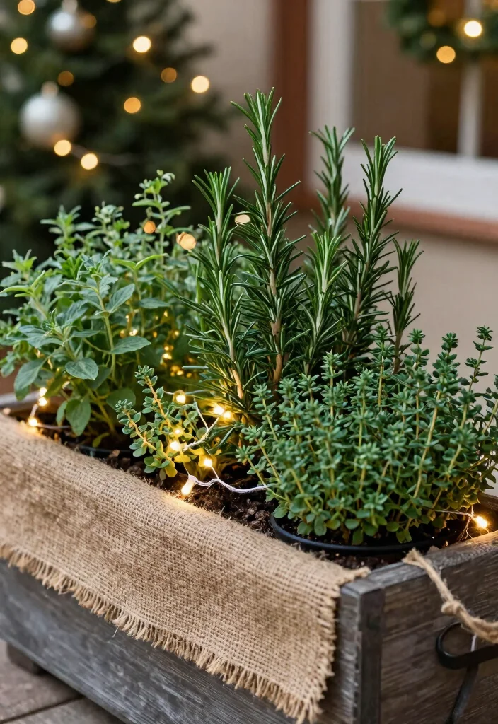 11 Festive Large Outdoor Christmas Planter Ideas 11. Festive Herb Garden 0
