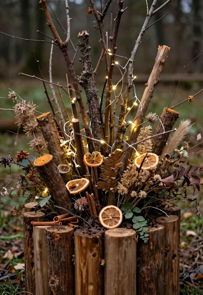 11 Festive Large Outdoor Christmas Planter Ideas 2. Rustic Woodland Charm 0