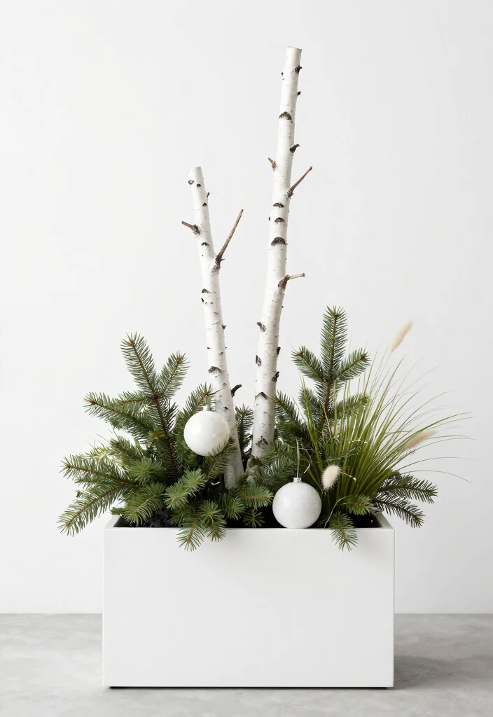 11 Festive Large Outdoor Christmas Planter Ideas 6. Minimalist Scandinavian Style 0