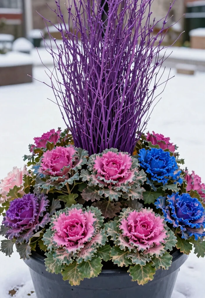 11 Festive Large Outdoor Christmas Planter Ideas 7. Bright and Bold Colors 0