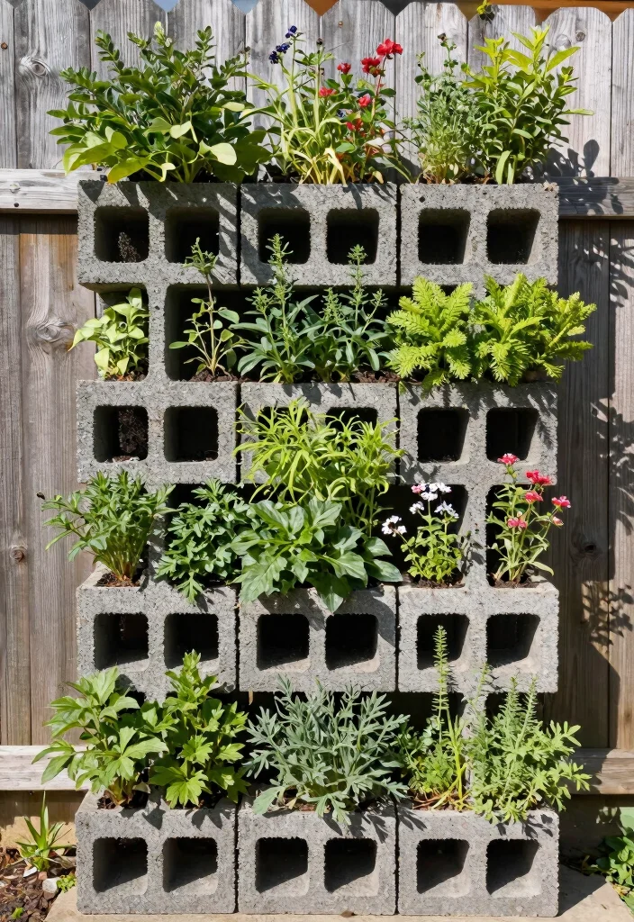 11 Genius Cinder Block Raised Garden Bed Ideas Cheap and Durable 2. Vertical Cinder Block Garden 0