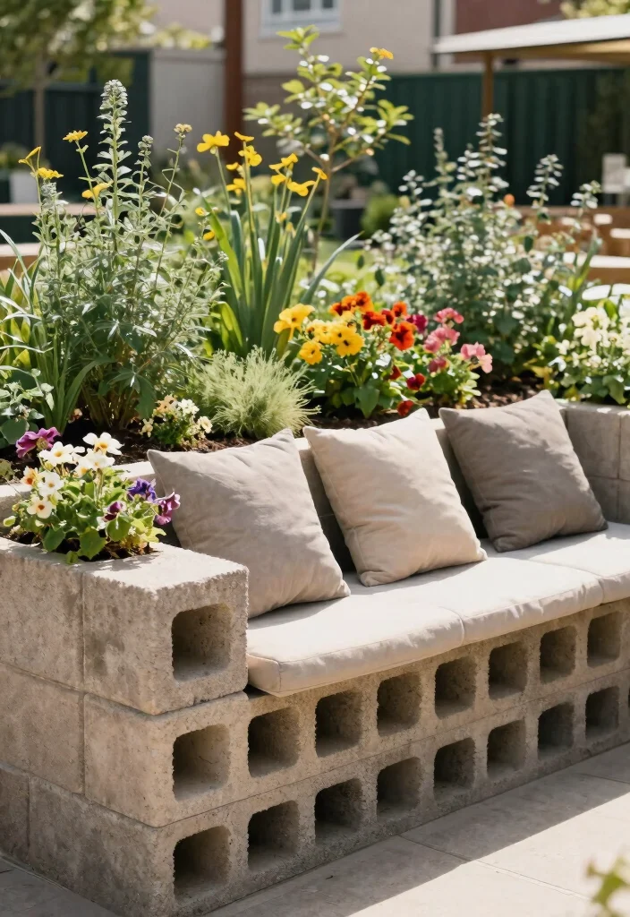 11 Genius Cinder Block Raised Garden Bed Ideas Cheap and Durable 3. Cinder Block Seating and Garden Combo 0