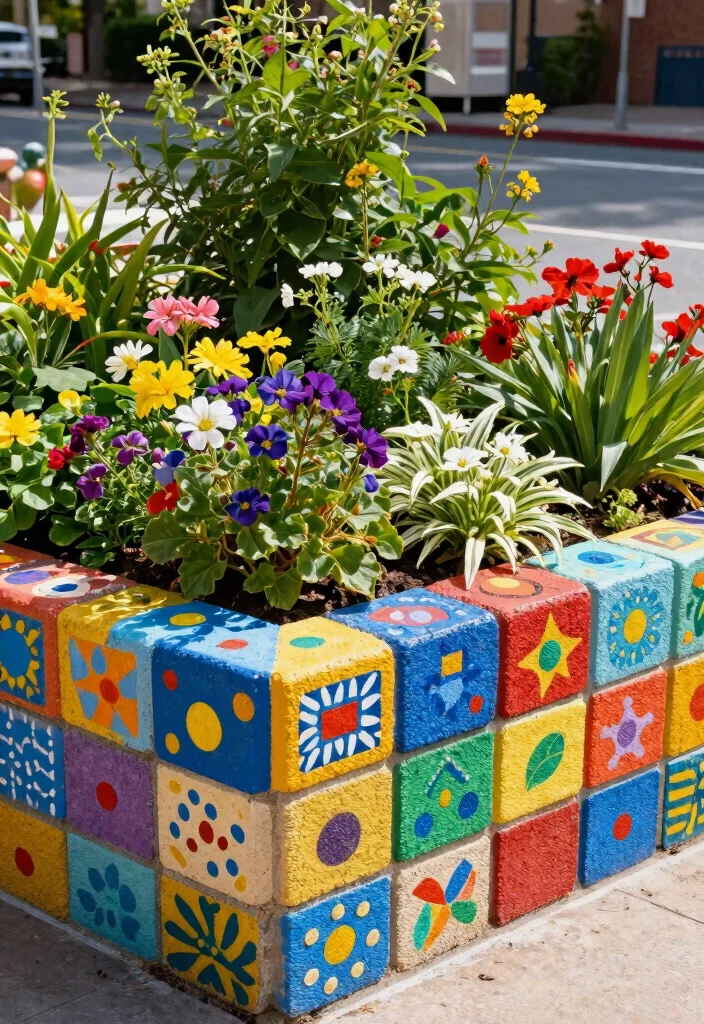 11 Genius Cinder Block Raised Garden Bed Ideas Cheap and Durable 4. Mosaic Cinder Block Garden Bed 0
