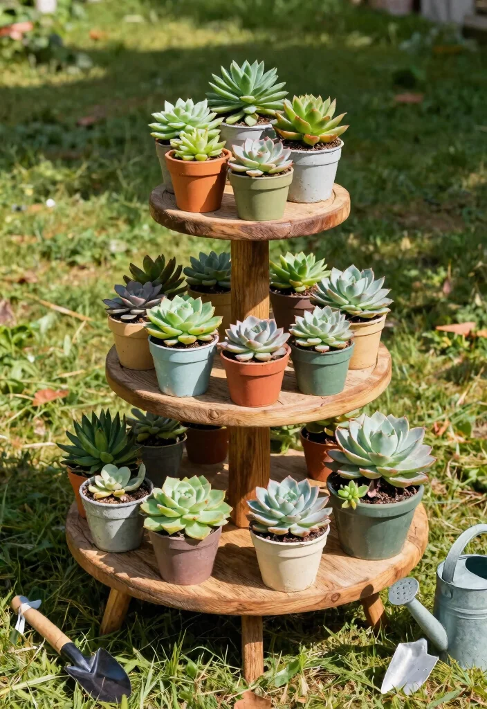 11 Huge Large Succulent Planter Ideas for Outdoor Style 2. Tiered Plant Stands 0