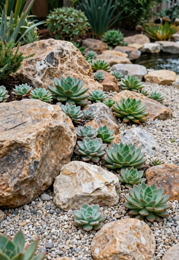11 Huge Large Succulent Planter Ideas for Outdoor Style 4. Stone and Gravel Planters 0