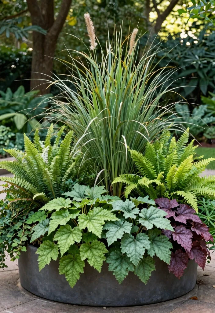 11 Lush Large Planter Ideas for Outdoor Shade Lovers 11. Intriguing Combination Planters 0