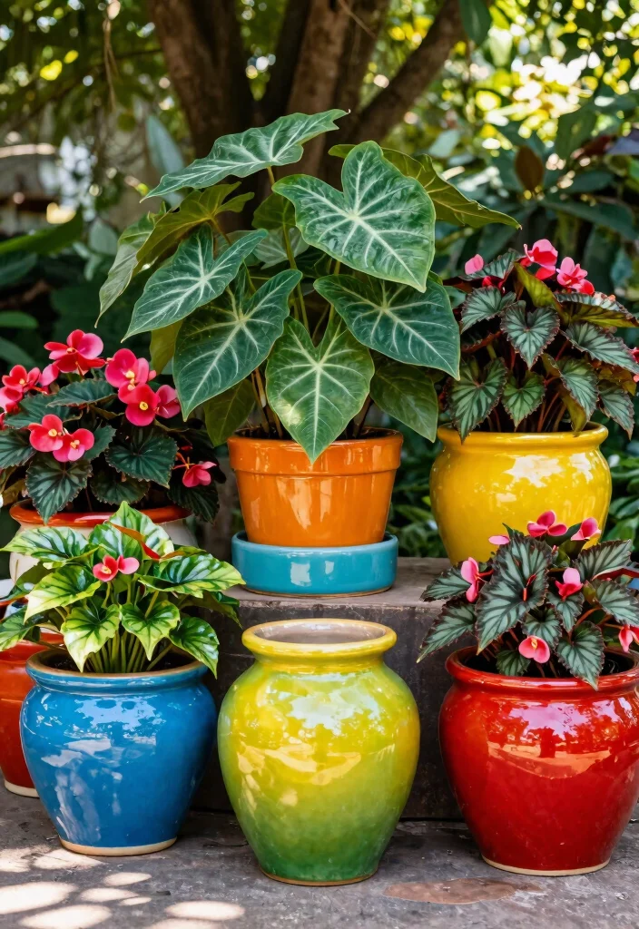11 Lush Large Planter Ideas for Outdoor Shade Lovers 3. Colorful Glazed Ceramic Planters 0