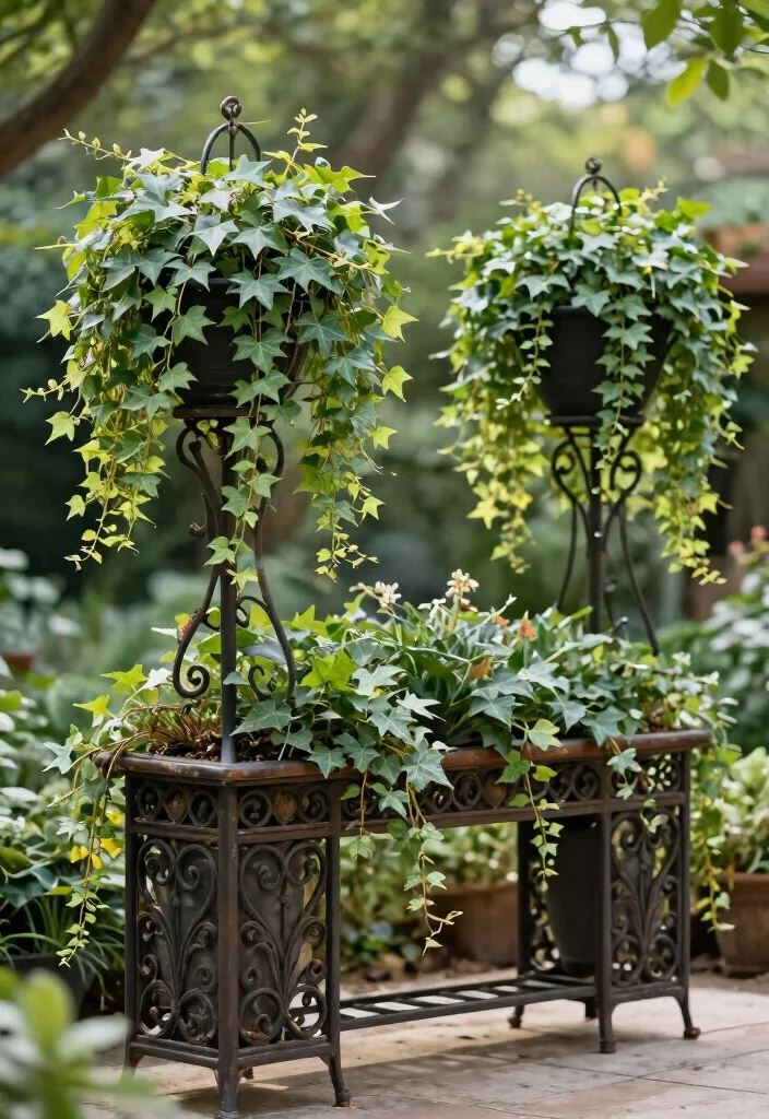 11 Lush Large Planter Ideas for Outdoor Shade Lovers 5. Stylish Wrought Iron Planters 0