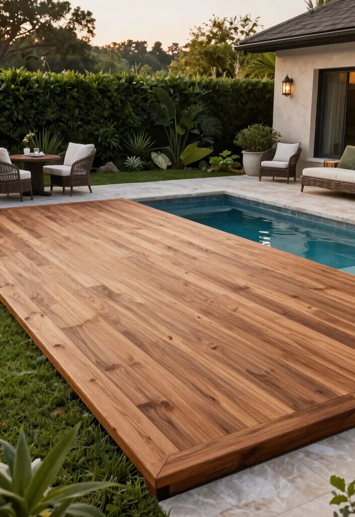 11 Most Stylish Pool Cover Options for Luxury Backyards 11. Natural Timber Covers Rustic Elegance 0