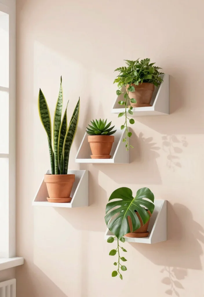 11 Sleek Plant Floating Shelf Ideas for Minimalist Homes 1. Geometric Wall Shelves 0