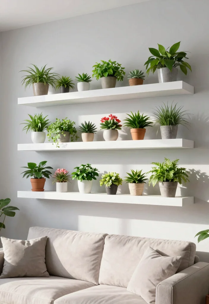 11 Sleek Plant Floating Shelf Ideas for Minimalist Homes 10. Elegant White Shelves 0
