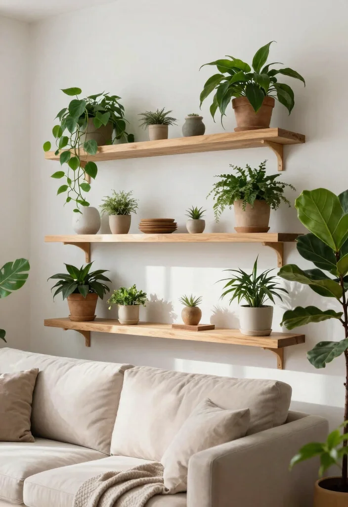 11 Sleek Plant Floating Shelf Ideas for Minimalist Homes 5. Natural Wood Shelves 0