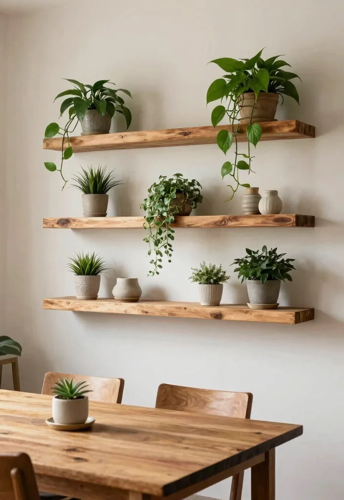 11 Sleek Plant Floating Shelf Ideas for Minimalist Homes 9. Rustic Floating Shelves 0
