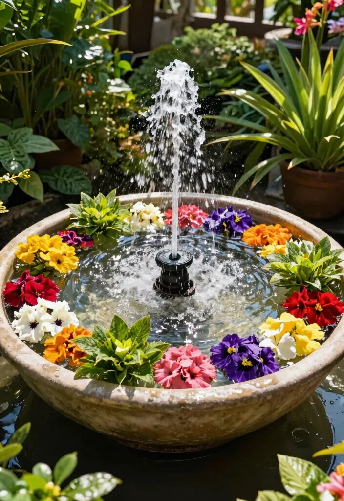 11 Small Pond Ideas DIY Garden Fountains for Tiny Yards 6. Floating Planter Fountains 0