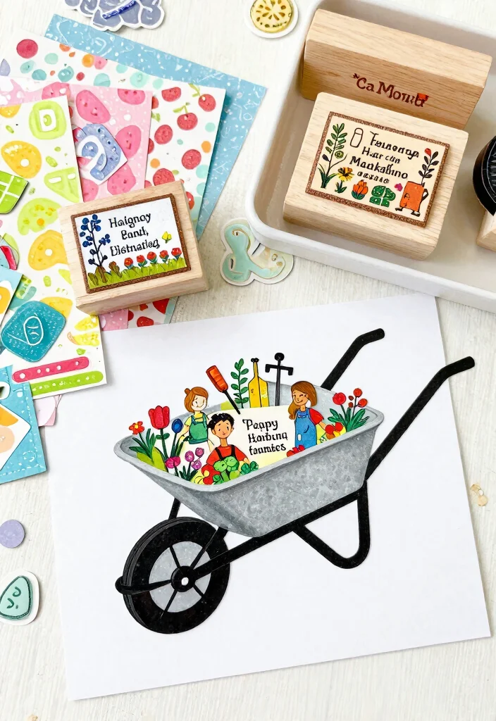 11 Vintage Wheelbarrow Stamp Ideas for Scrapbooking 10. Personalized Wheelbarrow Name Stamps 0