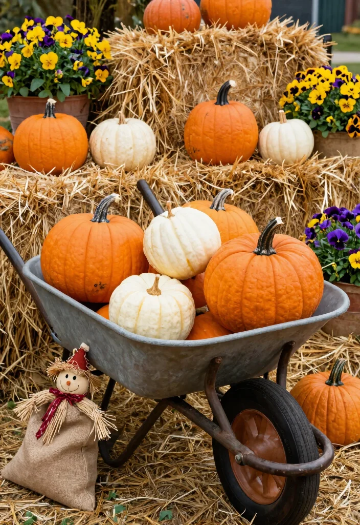 13 Cozy Wheelbarrow Planter Ideas for Fall Season Inspiration 1 13 Cozy Wheelbarrow Planter Ideas for Fall Season Inspiration 1. Pumpkins Galore 0