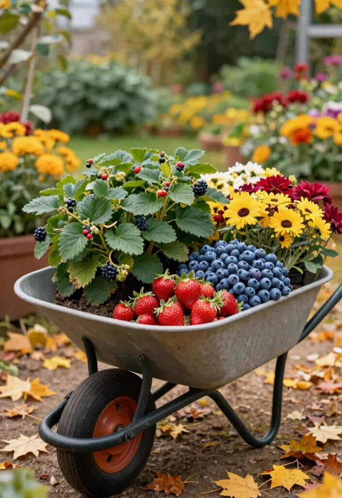 13 Cozy Wheelbarrow Planter Ideas for Fall Season Inspiration 10 13 Cozy Wheelbarrow Planter Ideas for Fall Season Inspiration 10. Seasonal Berry Planter 0