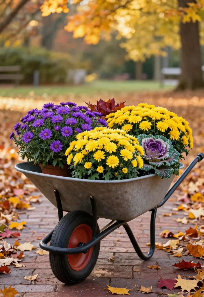 13 Cozy Wheelbarrow Planter Ideas for Fall Season Inspiration 3 13 Cozy Wheelbarrow Planter Ideas for Fall Season Inspiration 3. Autumn Floral Burst 0