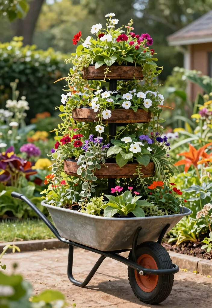 13 Cozy Wheelbarrow Planter Ideas for Fall Season Inspiration 9 13 Cozy Wheelbarrow Planter Ideas for Fall Season Inspiration 9. Vertical Wheelbarrow Garden 0