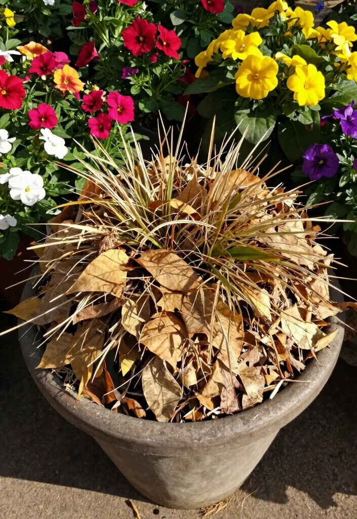 13 Genius Planter Filler Ideas for Large Pots Save Soil 7. Dried Leaves and Grass Clippings 0