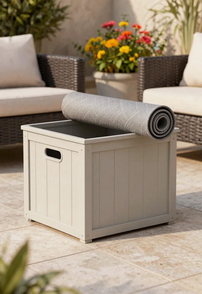 13 Genius Pool Cover Storage Ideas When Not in Use 10. Decorative Storage Boxes 0