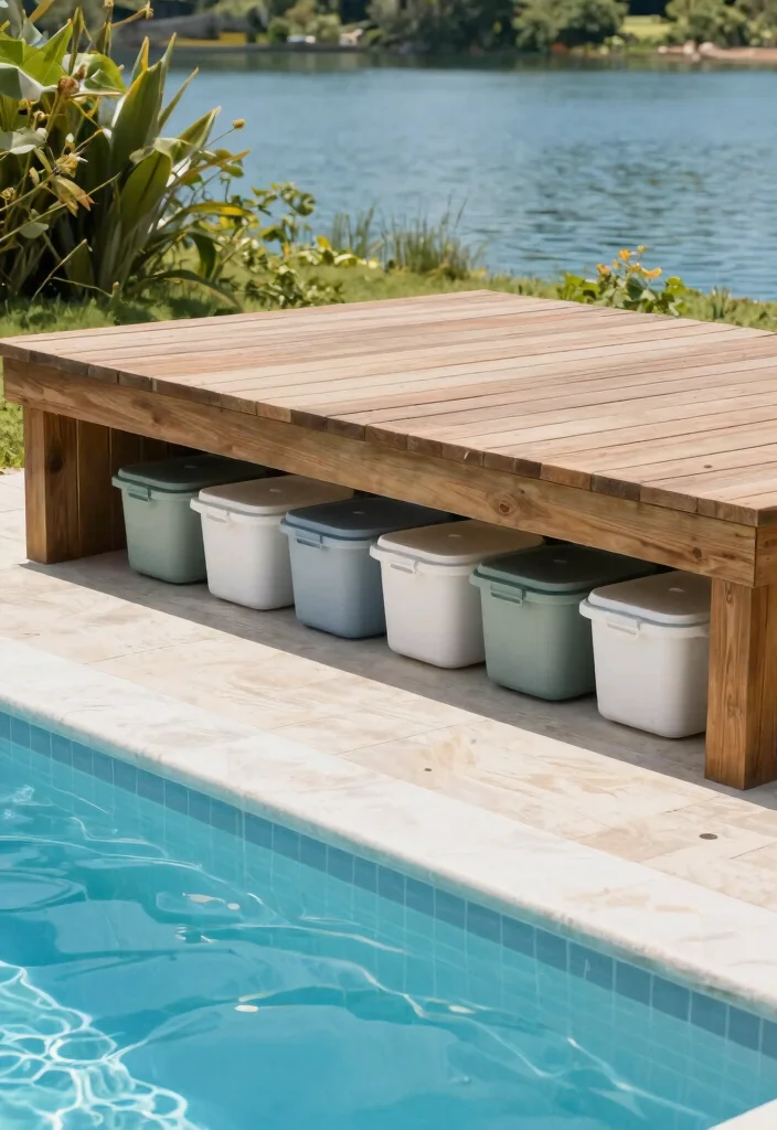 13 Genius Pool Cover Storage Ideas When Not in Use 9. Under Deck Storage 0
