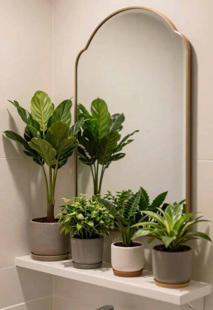13 Lush Bathroom Plant Shelf Ideas Humidity Loving 11. Shelfie with Mirrors 0