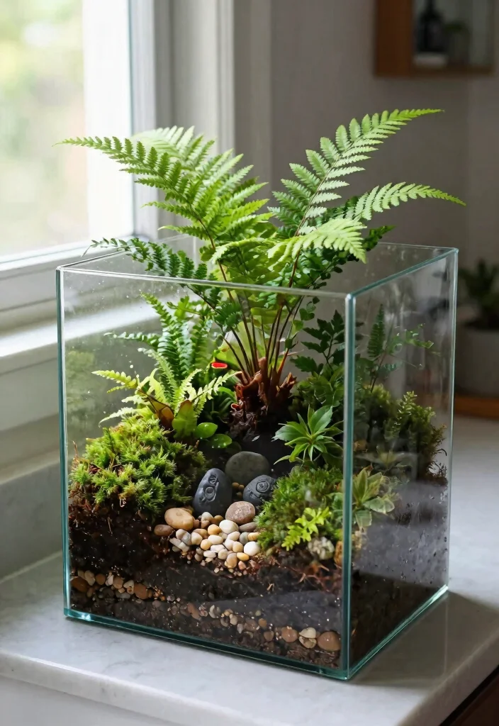 13 Lush Bathroom Plant Shelf Ideas Humidity Loving 3. Mixed Plant Terrariums 0
