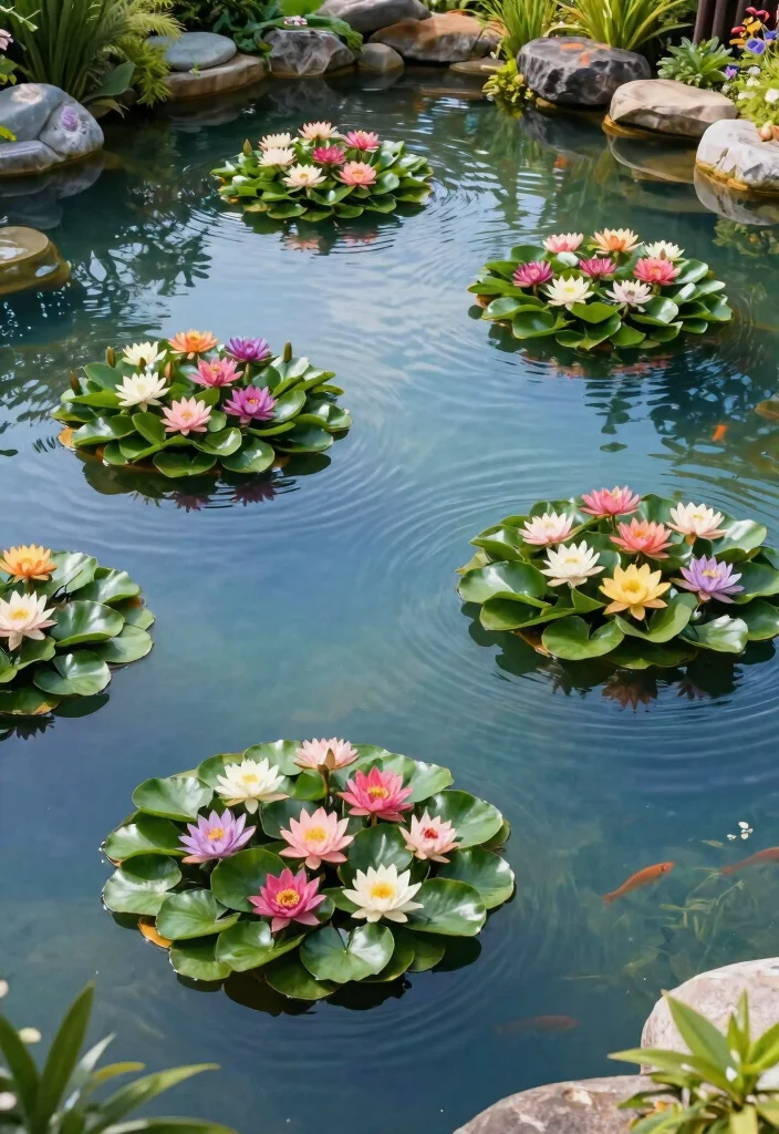 13 Lush Flower Garden with Pond Ideas Spring Blooms 1. Floating Flower Islands 0