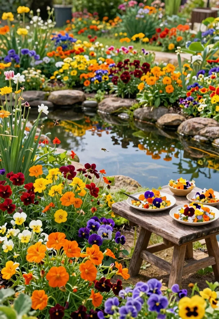 13 Lush Flower Garden with Pond Ideas Spring Blooms 10. Edible Flower Gardens 0