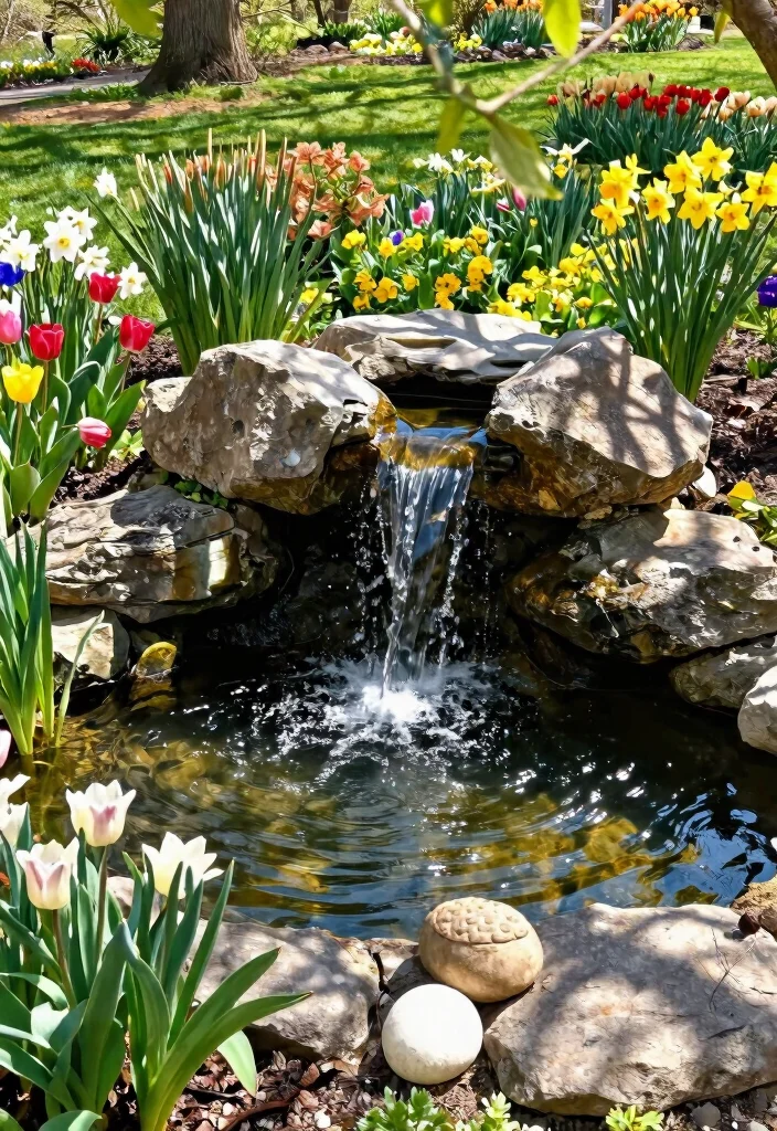 13 Lush Flower Garden with Pond Ideas Spring Blooms 4. Water Features with a Twist 0