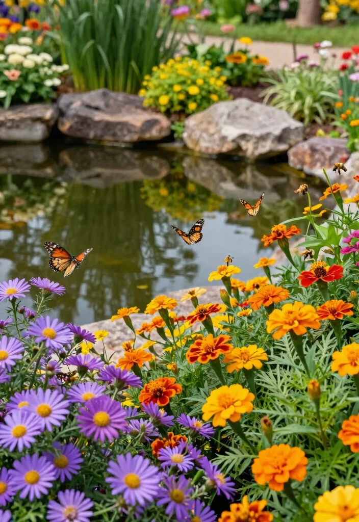 13 Lush Flower Garden with Pond Ideas Spring Blooms 6. Butterfly and Pollinator Gardens 0