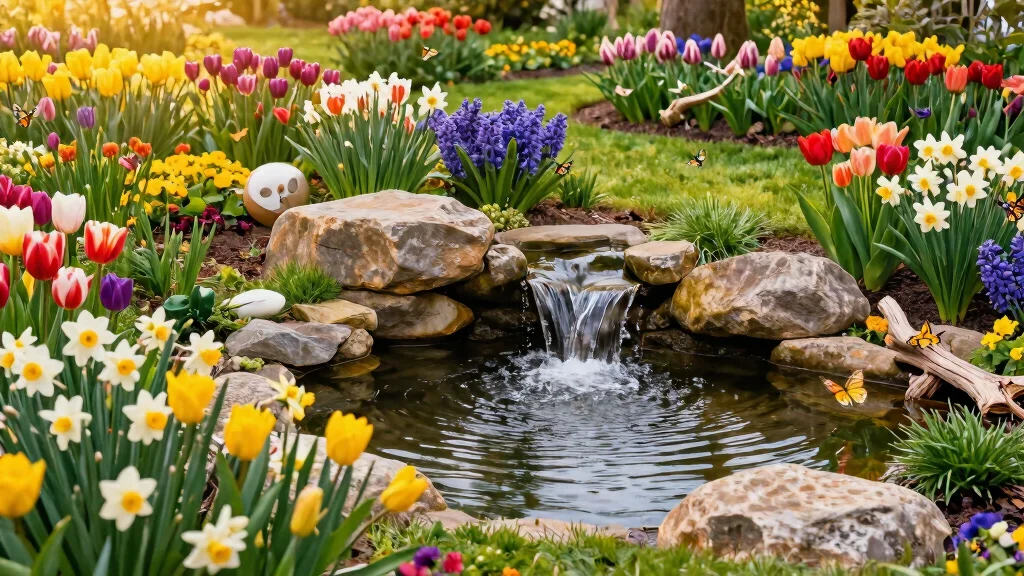 13 Lush Flower Garden with Pond Ideas [Spring Blooms]