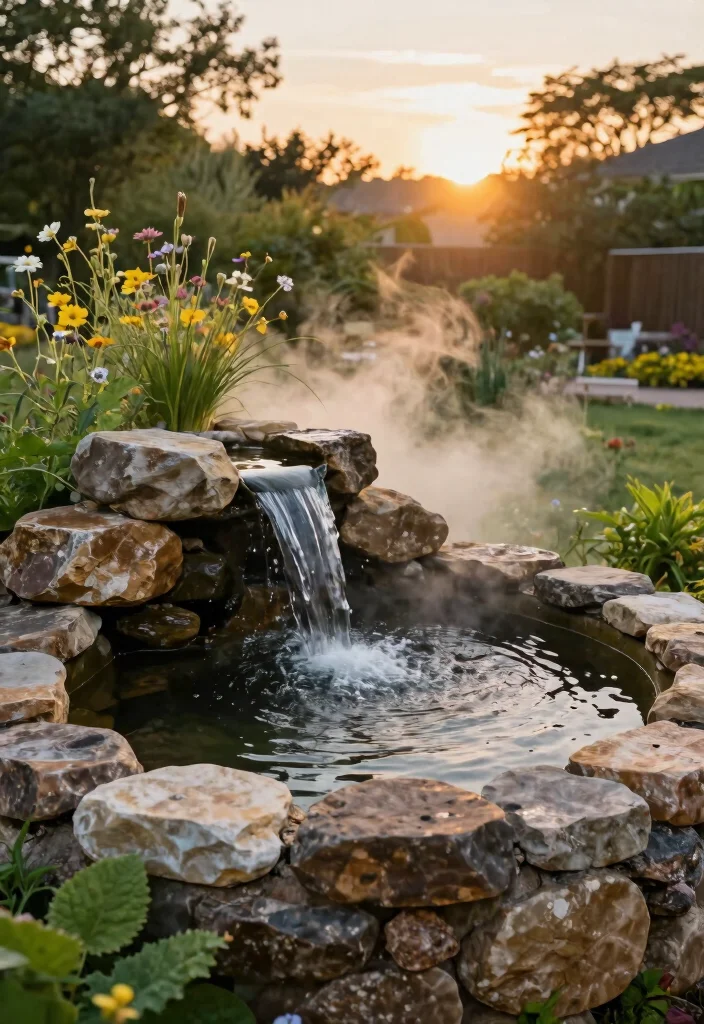 13 Rustic Stock Tank Pond Ideas Water Garden Projects 2. Rustic Waterfall Feature 0